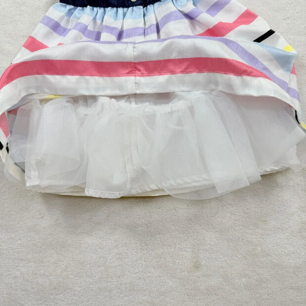 Gymboree Baby Girls Multi Color Striped Bow Party Dress 6-12 Months RN70530‎